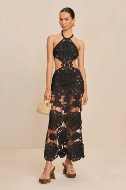 Gowns|Dresses>Cult Gaia ACCALIA CROCHET GOWN - Black