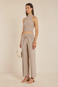 Sets|Bottoms>Cult Gaia AMANDINE KNIT PANT - Canyon Tan