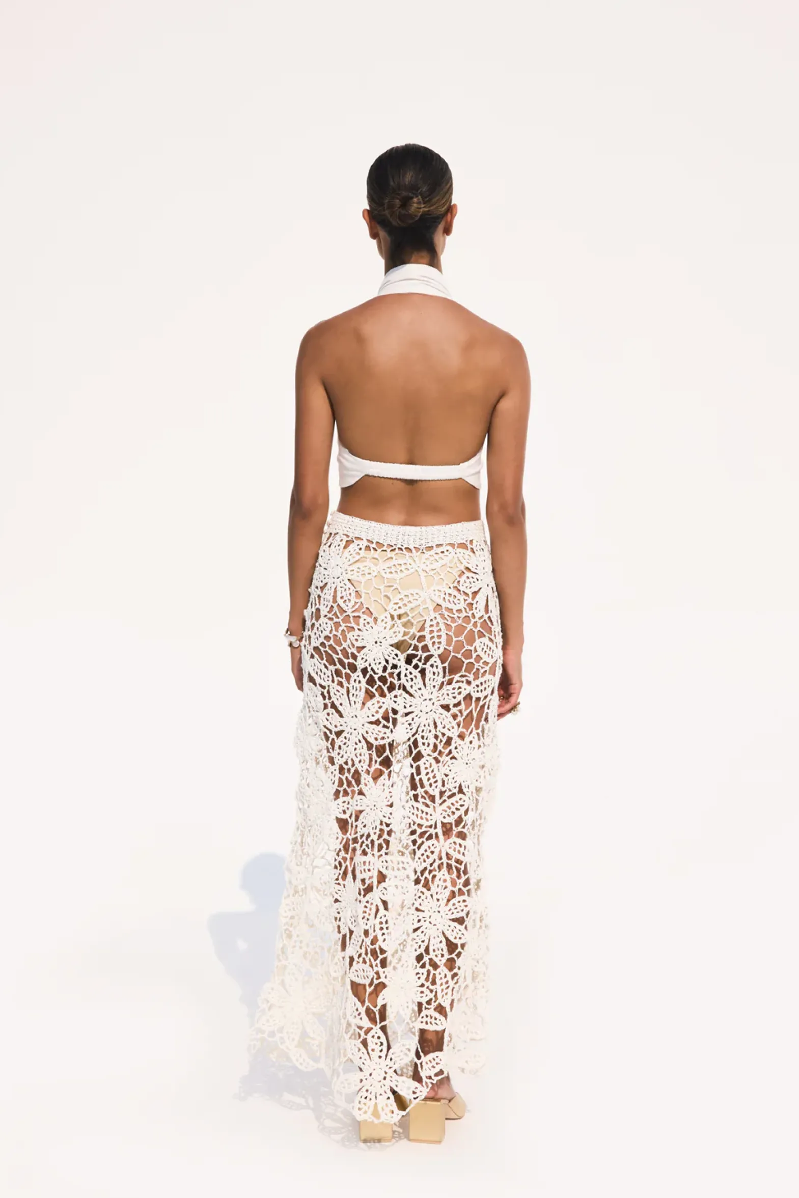 Bottoms|Knits>Cult Gaia AMINA CROCHET SKIRT - Off White