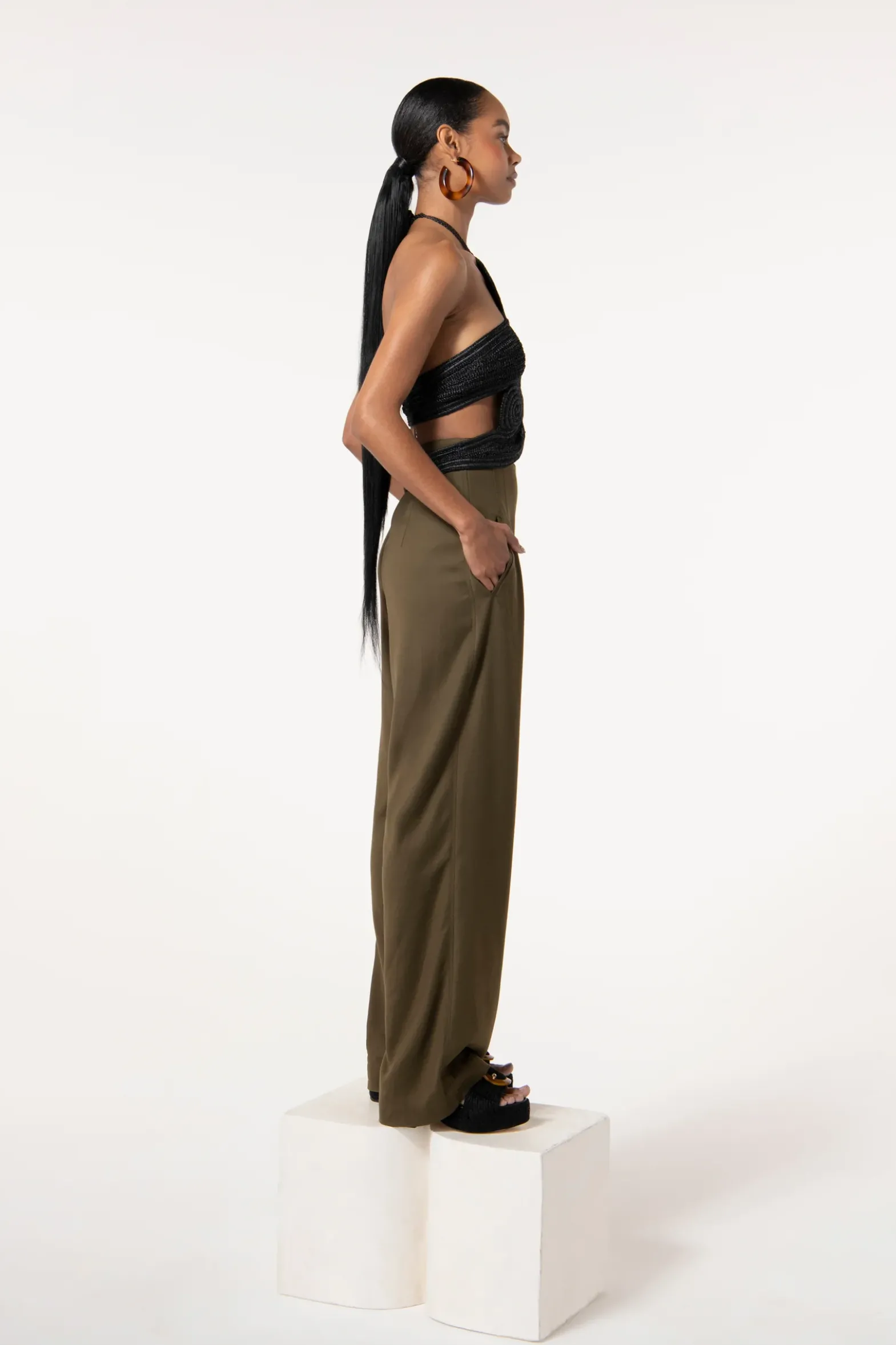 Tops>Cult Gaia ARCHER CROCHET TOP - Black