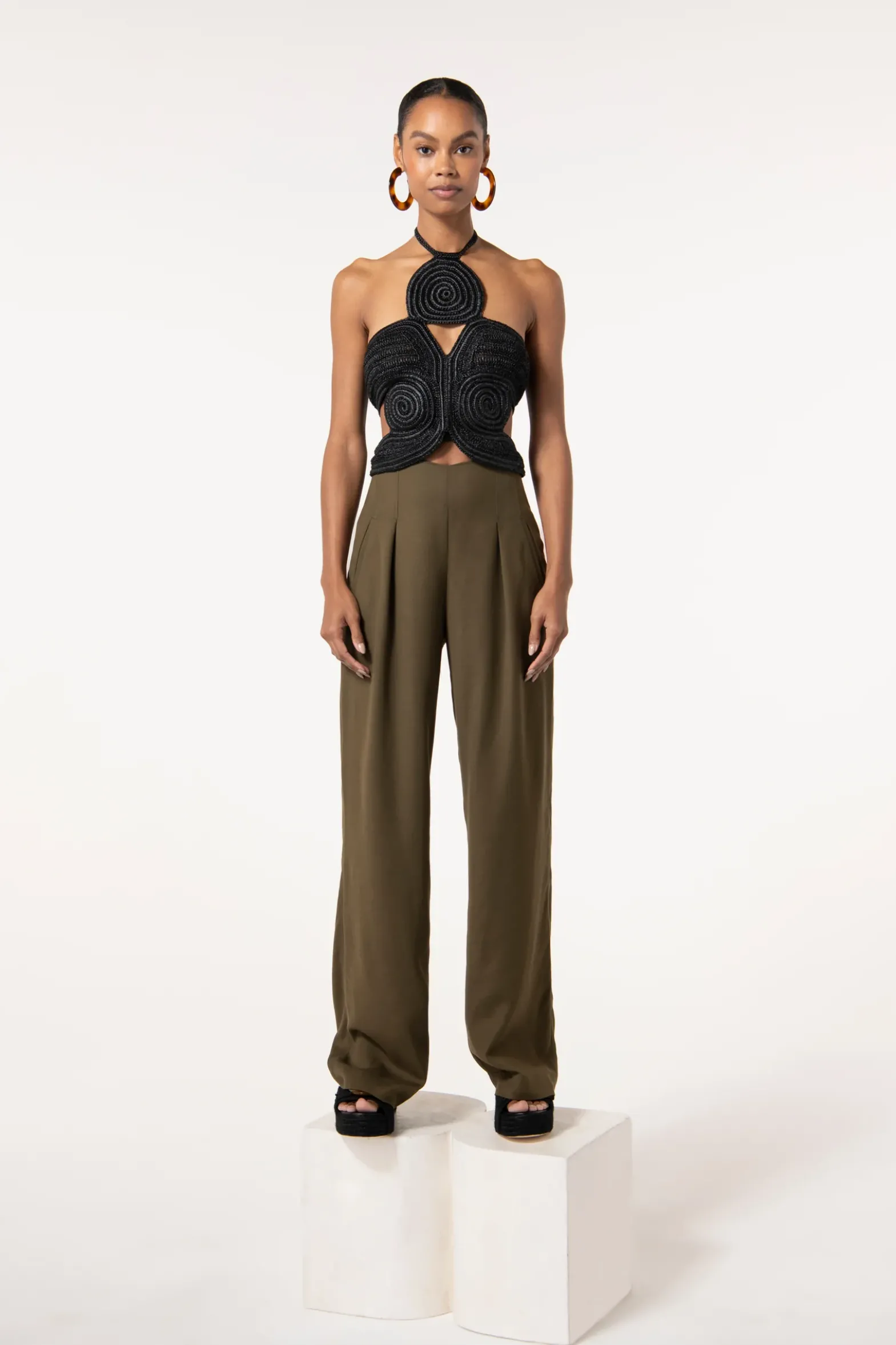 Tops>Cult Gaia ARCHER CROCHET TOP - Black