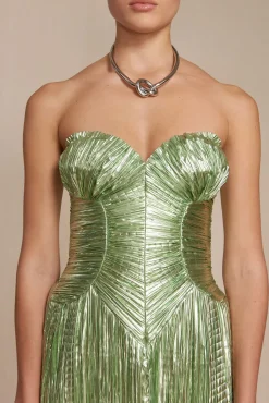 Gowns>Cult Gaia ASHIKA GOWN - Spearmint Metallic