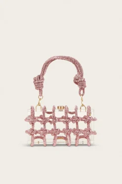 Shoulder Bags|Mini Bags>Cult Gaia BESS RHINESTONE SHOULDER BAG - Shell Pink
