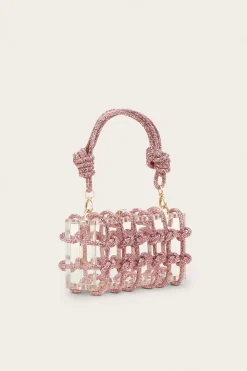 Shoulder Bags|Mini Bags>Cult Gaia BESS RHINESTONE SHOULDER BAG - Shell Pink