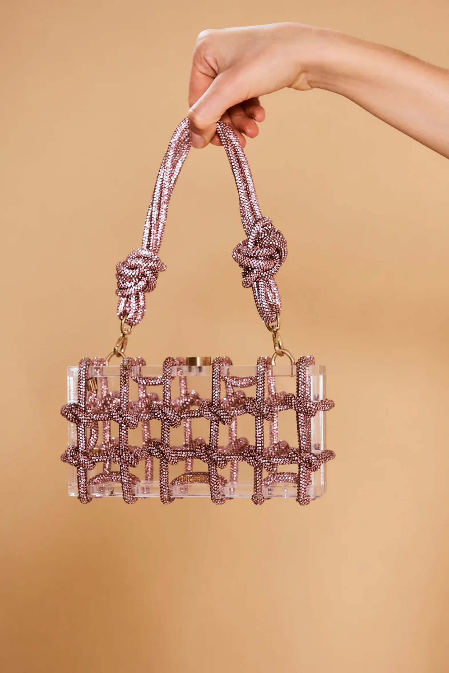 Shoulder Bags|Mini Bags>Cult Gaia BESS RHINESTONE SHOULDER BAG - Shell Pink