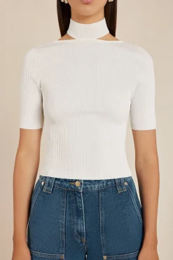 Tops|Knits>Cult Gaia BRIANNA KNIT TOP - Off White