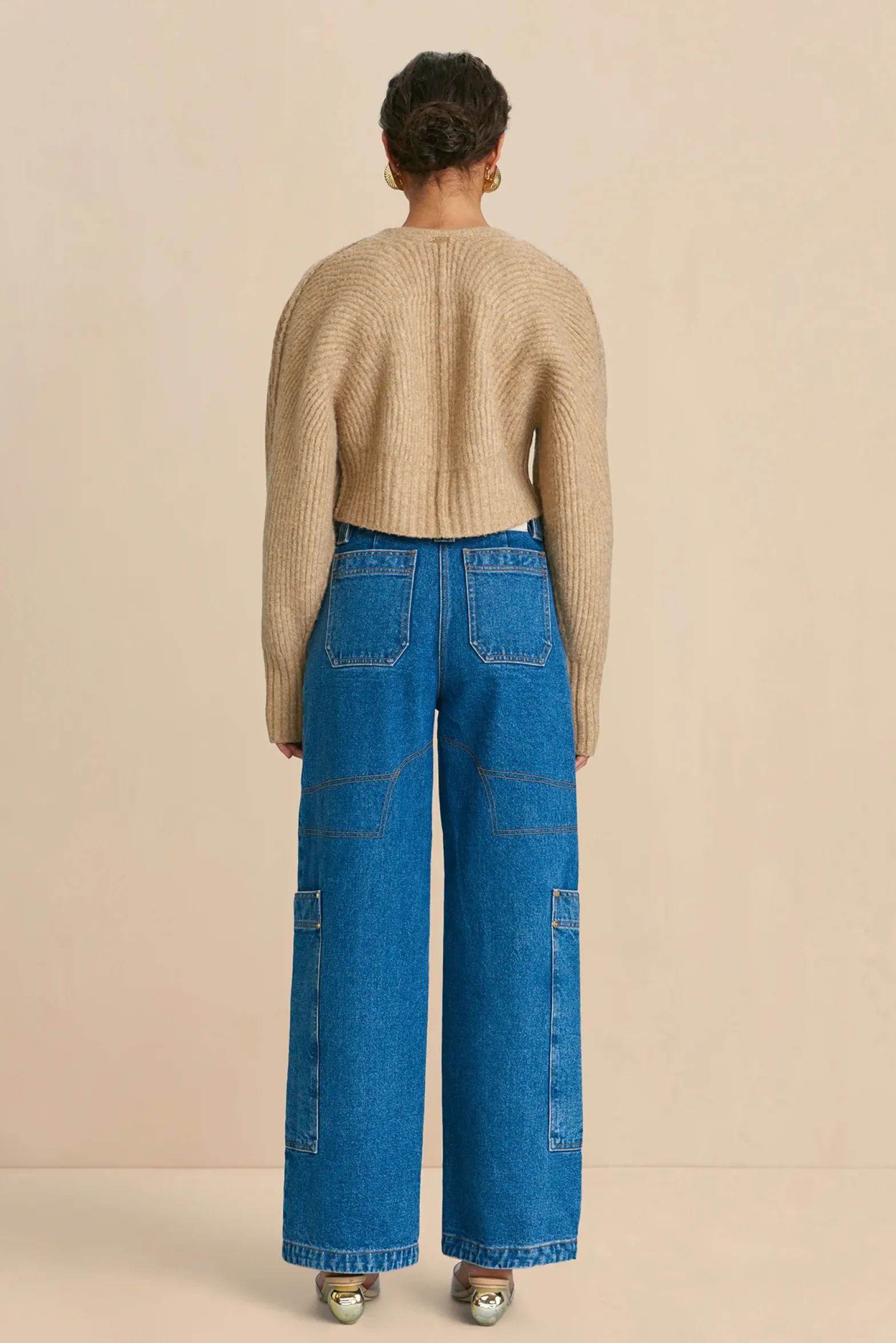 Tops|Knits>Cult Gaia CASELLA KNIT CARDIGAN - CHAMPAGNE Champagne Melange