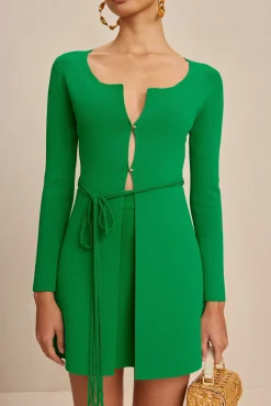 Sets|Tops>Cult Gaia DENNIE KNIT CARDIGAN - Malachite