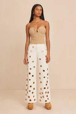 Tops|Knits>Cult Gaia ELLISON KNIT TOP - MELANGE Champagne