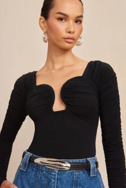 Tops>Cult Gaia ESMA BODYSUIT - Black