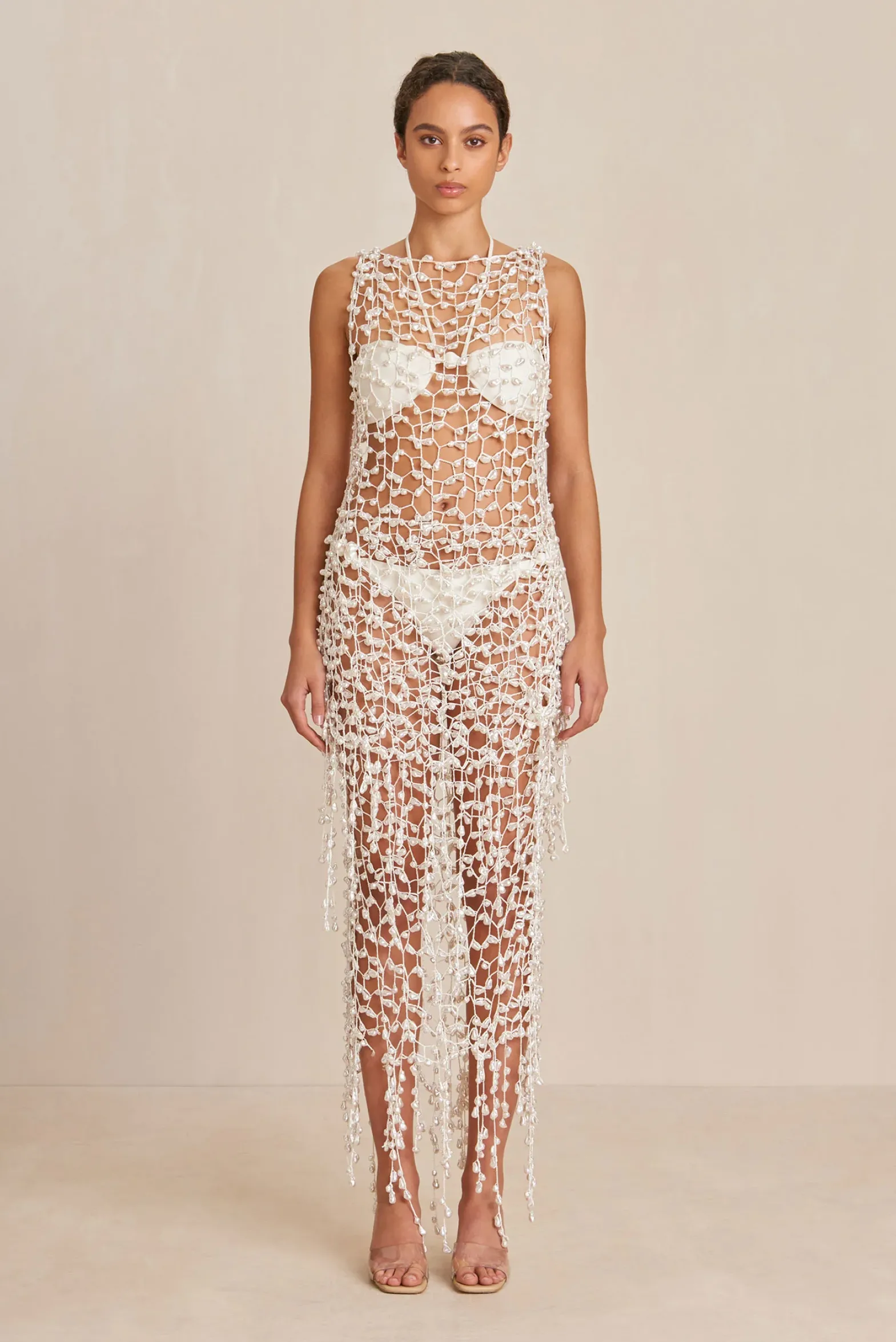 Cover Ups|Bottoms>Cult Gaia FAITH CROCHET SKIRT - Off White