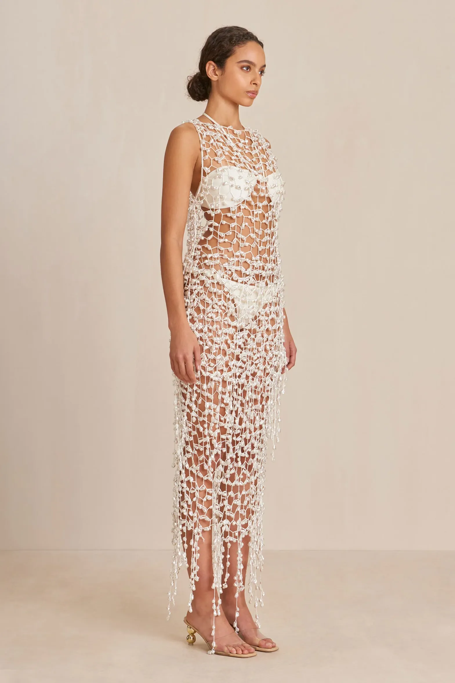 Cover Ups|Bottoms>Cult Gaia FAITH CROCHET SKIRT - Off White