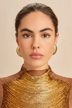 Earrings|Jewelry>Cult Gaia FIONA EARRING - Shiny Brass