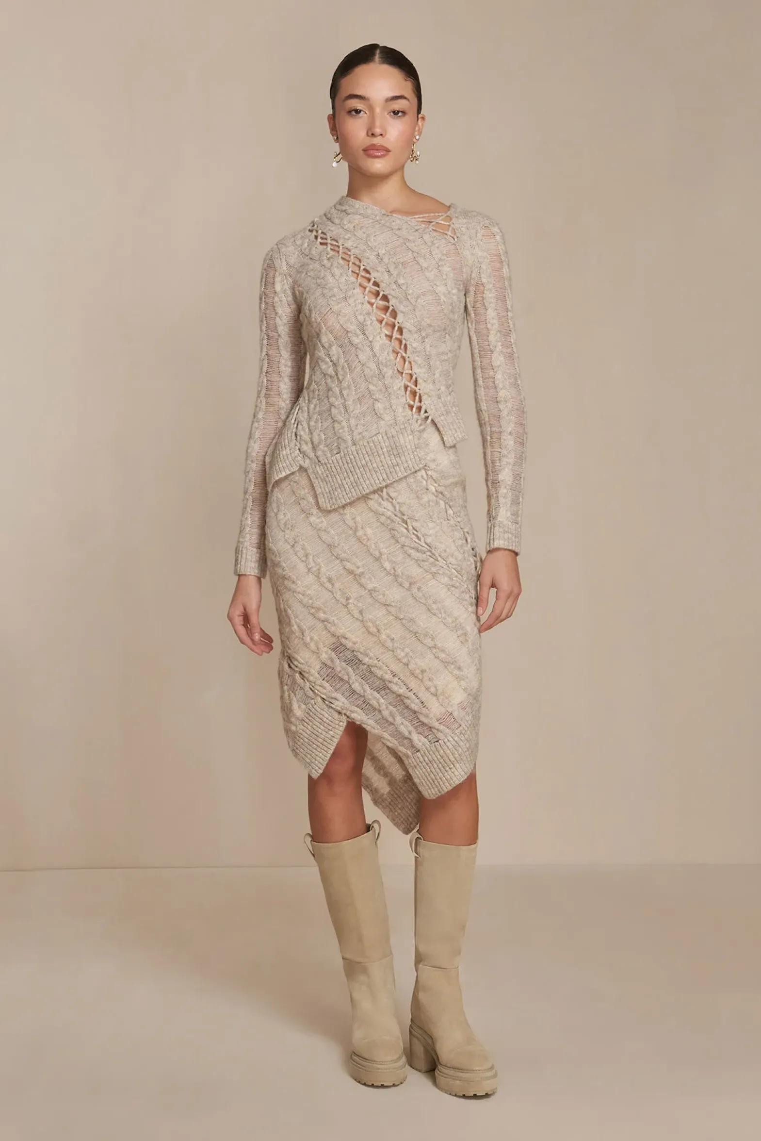 Sets|Tops>Cult Gaia GARNET KNIT TOP - Tawn Multi