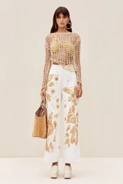 Cover Ups|Tops>Cult Gaia GILL CROCHET COVERUP - Champagne