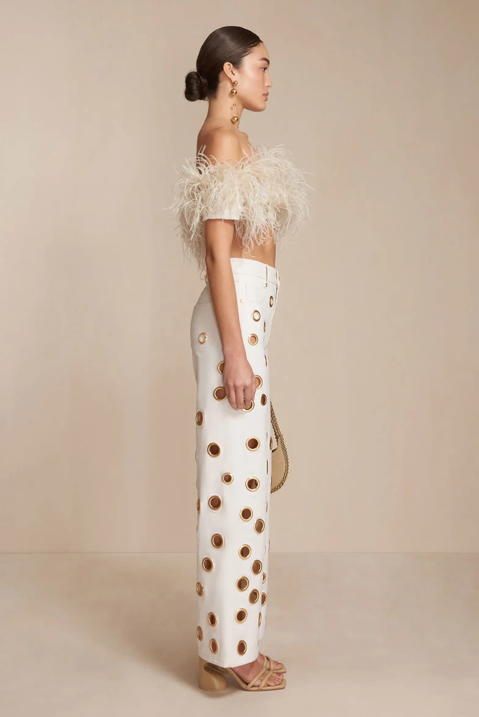 Bottoms>Cult Gaia JAIDEN PANT - Indu Ecru