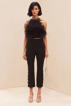 Tops>Cult Gaia JOEY FEATHER TOP - BLACK Black Feather