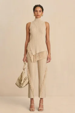 Bottoms|Sets>Cult Gaia MAUDE KNIT PANT - Ecru