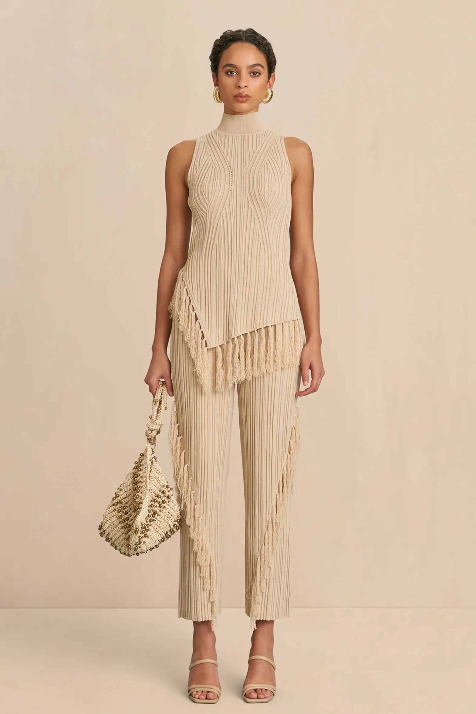 Bottoms|Sets>Cult Gaia MAUDE KNIT PANT - Ecru