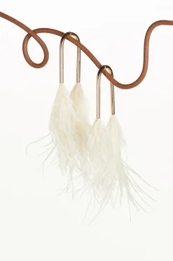 Earrings|Jewelry>Cult Gaia META FEATHER EARRING - OFF WHITE Off White Feather