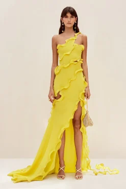 Gowns|Dresses>Cult Gaia MICOLA GOWN - Limoncello