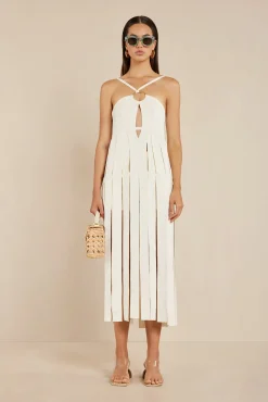Cover Ups|Knits>Cult Gaia NAIDA KNIT DRESS - Off White