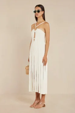 Cover Ups|Knits>Cult Gaia NAIDA KNIT DRESS - Off White