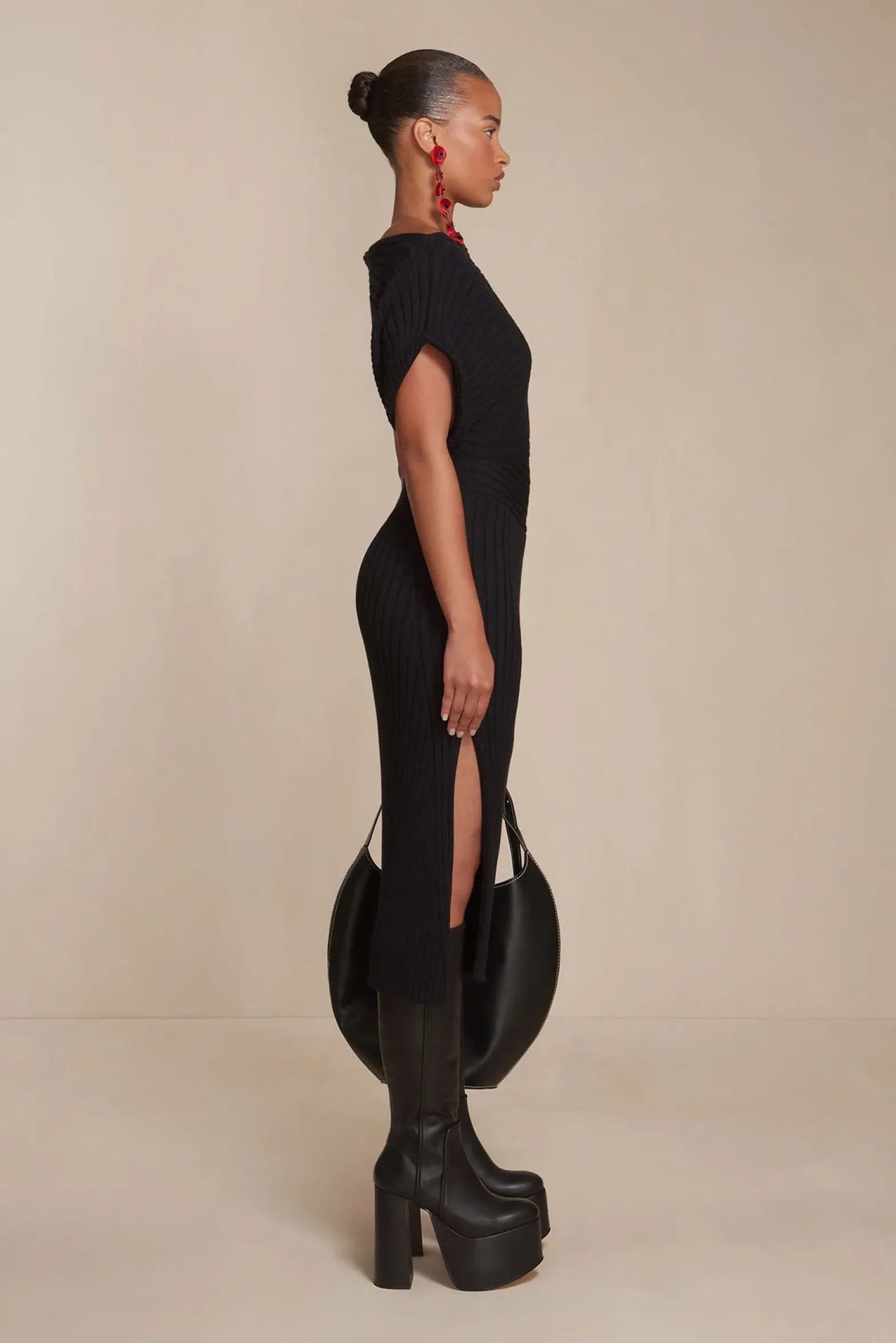 Knits>Cult Gaia NAUNET KNIT DRESS - Black