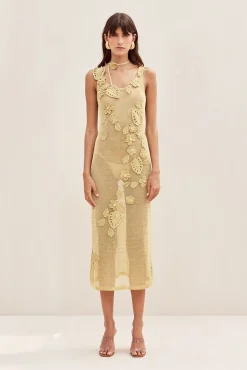 Dresses>Cult Gaia PEMMA CROCHET DRESS - Gold