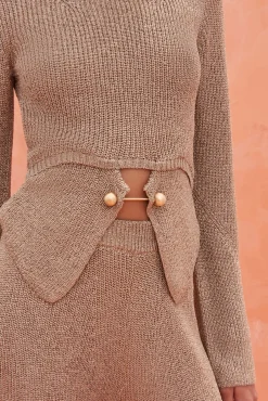 Sets|Tops>Cult Gaia RAMSEY KNIT TOP - Champagne