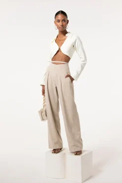 Bottoms>Cult Gaia TASHA PANT - Ecru