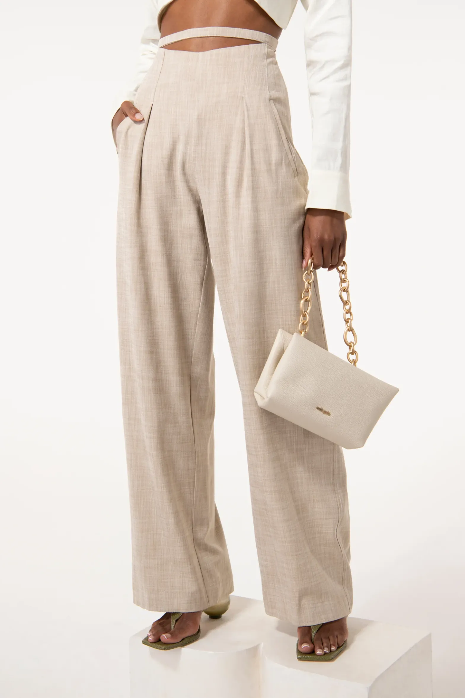 Bottoms>Cult Gaia TASHA PANT - Ecru