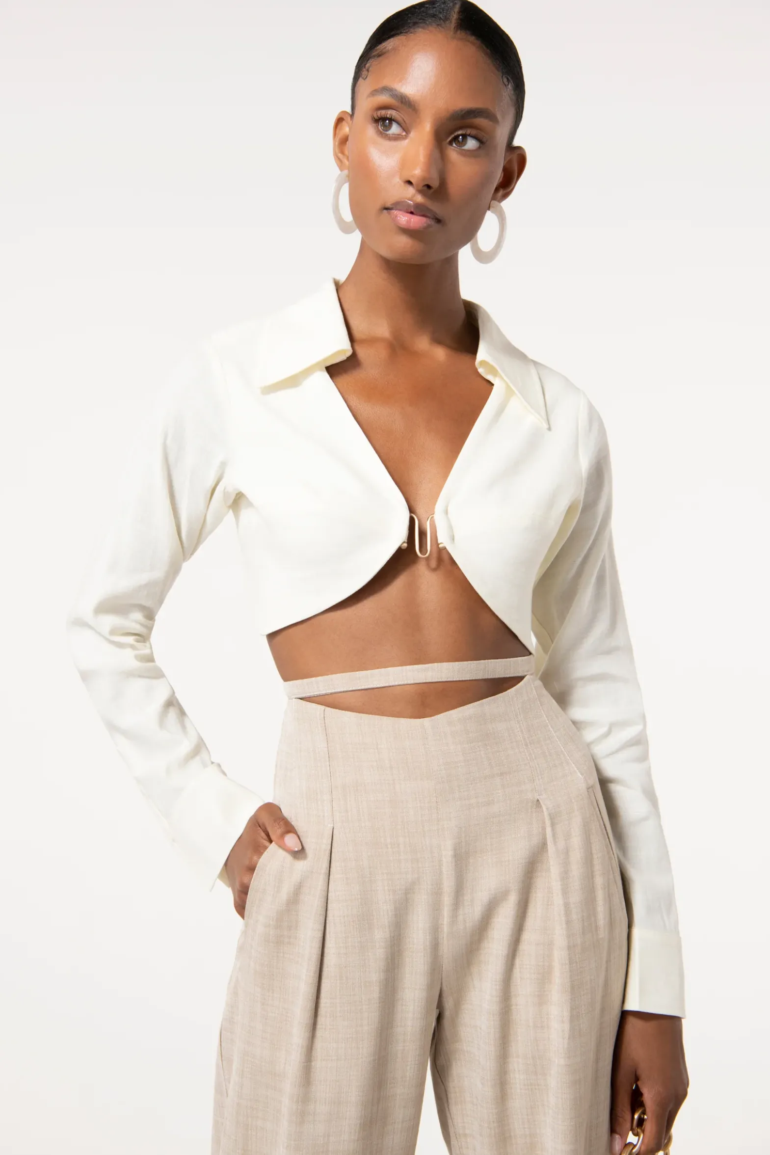 Bottoms>Cult Gaia TASHA PANT - Ecru