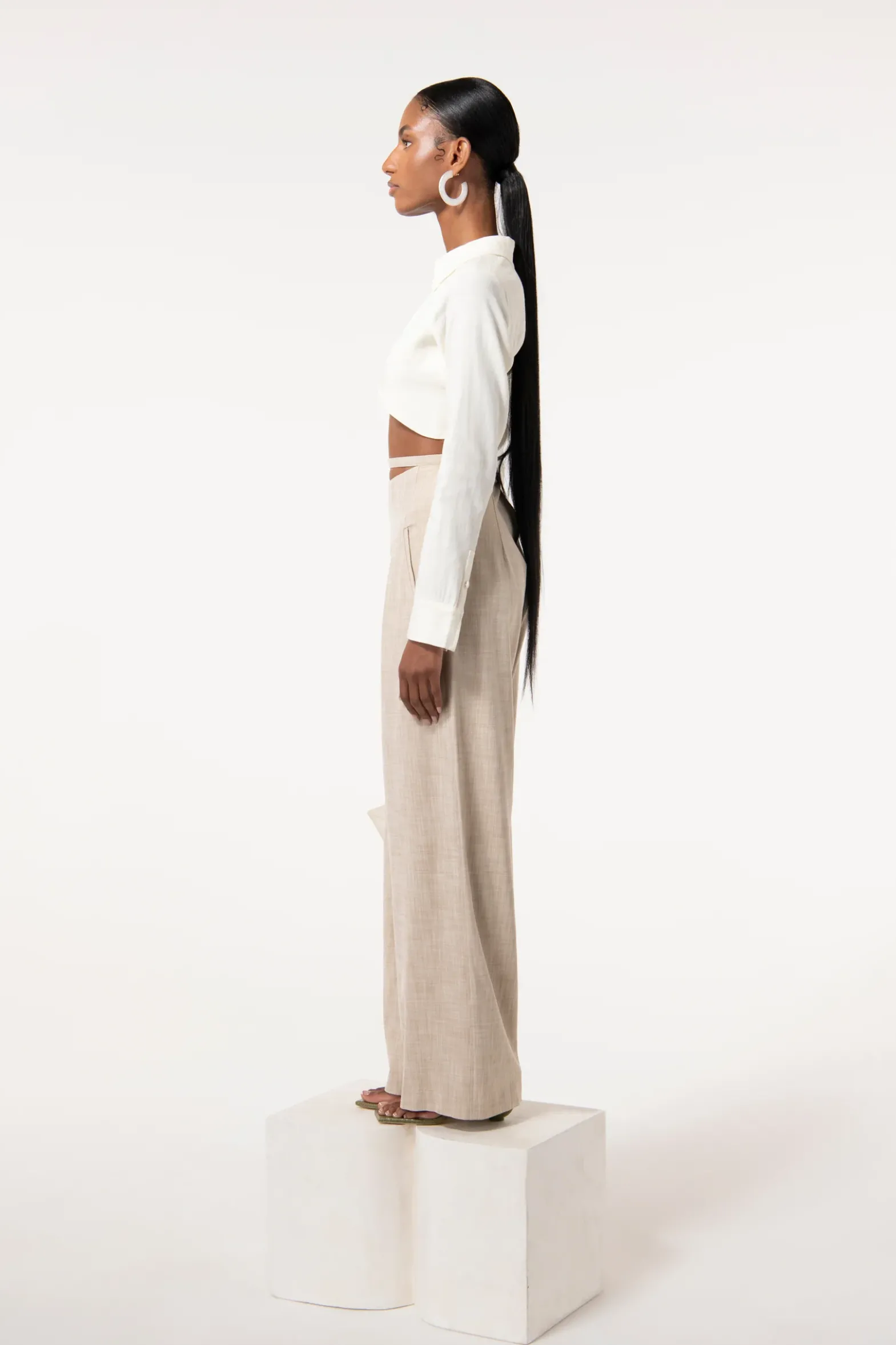 Bottoms>Cult Gaia TASHA PANT - Ecru