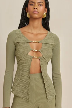 Sets|Tops>Cult Gaia TROI KNIT TOP - Tea