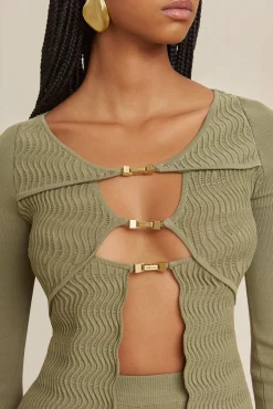 Sets|Tops>Cult Gaia TROI KNIT TOP - Tea