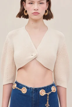 Tops|Knits>Cult Gaia WILMA KNIT CARDIGAN - Gardenia